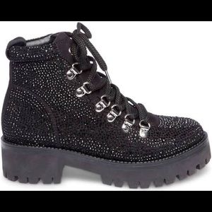 Steve Madden Black Rhinestone Combat Boots